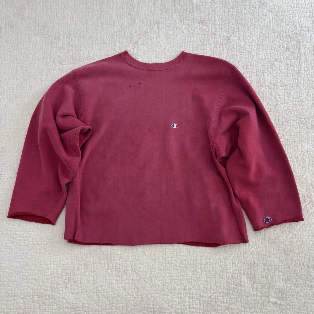 VTG 90s Champion Sweatshirt Sun Faded Pink Reverse Weave Crewneck size XL
